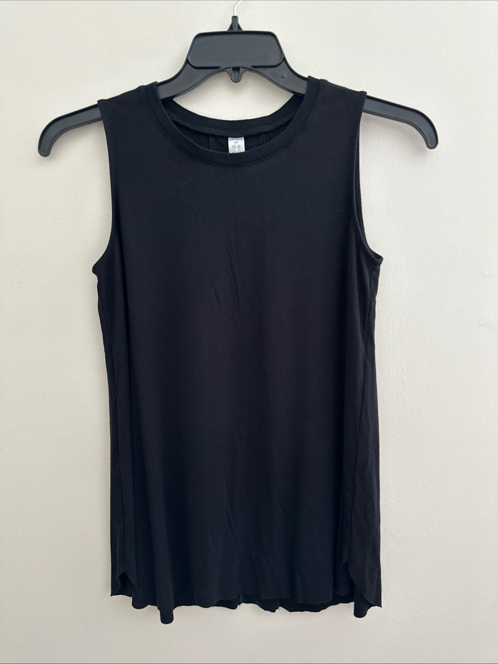 Spanx Perfect Length Muscle Tank Top Womens Size S Black Relaxed Fit Crew Neck